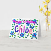 'Chloe' Verjaardag Kaart (Gele Bloem)