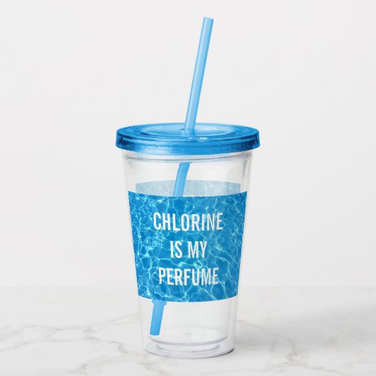 Chloor is mijn geurstofzwembad Typografisch Acryl Drinkbeker (Achterkant)
