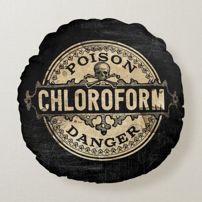 Chloroform  stijlgif label rond kussen (Voorkant)