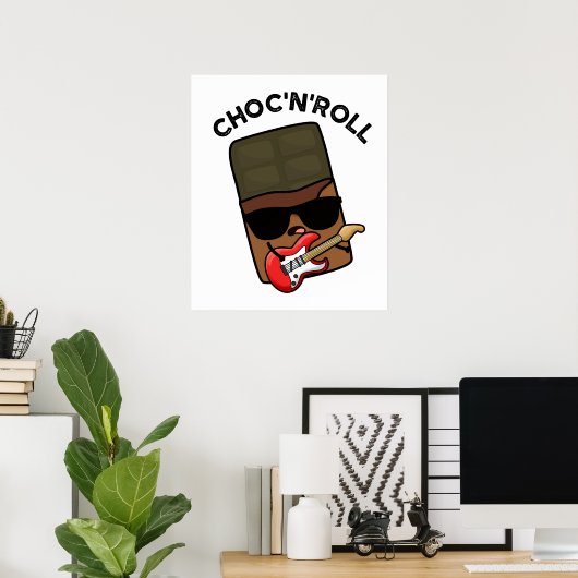 Choc en roll grappige chocolade woordspeling poster (Thuiskantoor)