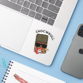 Choc en roll grappige chocolade woordspeling sticker (Laptop met iPhone)