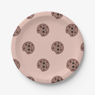Choco-chip koekjes patroonpapier borden papieren bordje