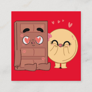 Choco en pannenkoeken koppels houden van Valentijn Vierkante Visitekaartje
