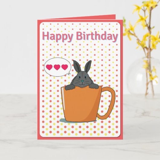 Choco lapin Bonne carte d'anniversaire (Fleur jaune)