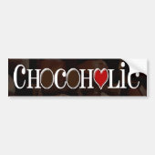 Chocofolic, donkerbruin en rood hart grappig ontwe bumpersticker (Voorkant)