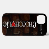 Chocofolic, donkerbruin en rood hart grappig ontwe Case-Mate iPhone case (Achterkant (horizontaal))