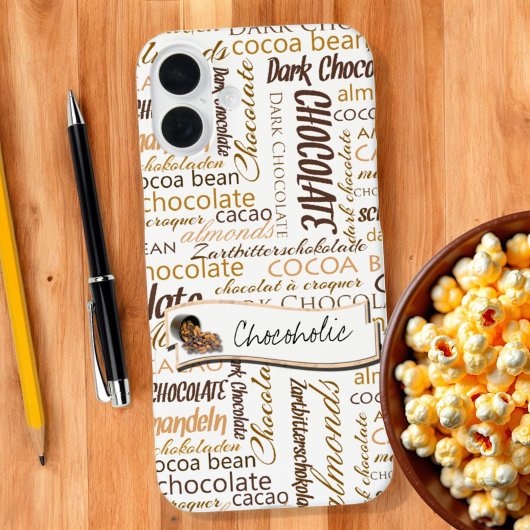 Chocoholic meertalige Word Collage Typografie Case-Mate iPhone Case