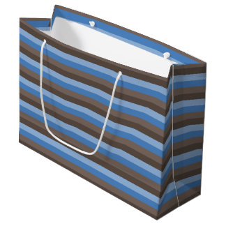 CHOCOLAAT BROWN- EN BLAUWE STRIPES GROOT CADEAUZAKJE