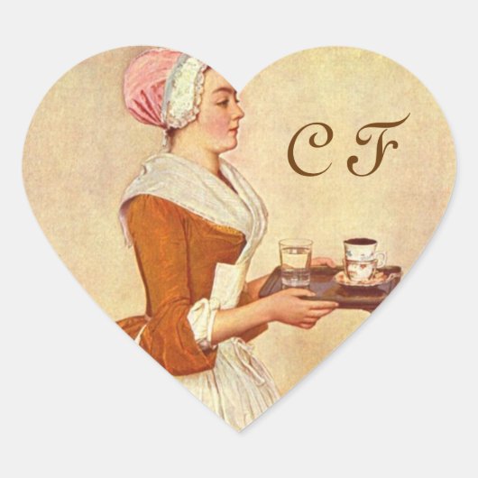CHOCOLAAT FONDUE DINNER PARTY HEART MONOGRAM HART STICKER (Voorkant)