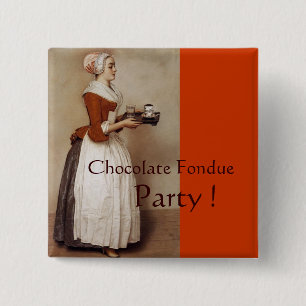 CHOCOLAAT FONDUE DINNER PARTY VIERKANTE BUTTON 5,1 CM