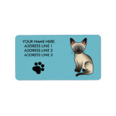 Chocolaatpunt Siamese Breed Cat Illustratie Etiket (Voorkant)