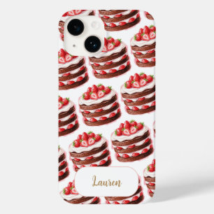 Chocolade Aardbei Cakes Leuke Foodie Aangepaste na Case-Mate iPhone 14 Hoesje