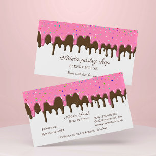 Chocolade aardbei Frosting Drip Visitekaartje