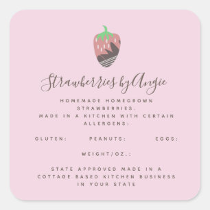 Chocolade Aardbei Gedruppelde Voedsel Bedrijf Vierkante Sticker