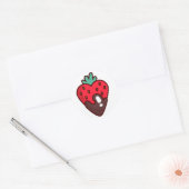 Chocolade aardbei hart ronde sticker (Envelop)