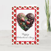 Chocolade Aardbei Hart Valentijnsdag Kaart (Voorkant)