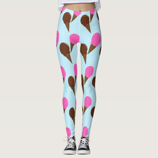 Chocolade & Aardbei Ijs Cones Blue Lounge Leggings (Voorkant)