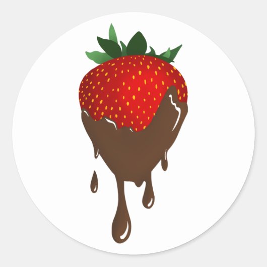 chocolade aardbei klassieke ronde sticker (Voorkant)