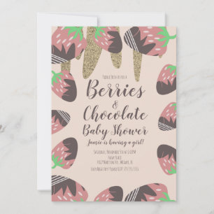 Chocolade Aardbei Nep Glitter Baby Shower  Kaart