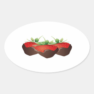 Chocolade-aardbei Ovale Sticker