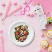 Chocolade Aardbeien Aardbei Dessert Feest Papieren Bordje (Feest)