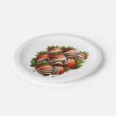 Chocolade Aardbeien Aardbei Dessert Feest Papieren Bordje (Gekanteld)