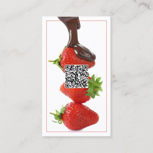 Chocolade Aardbeien Custom QR Visitekaartje (Voorkant)