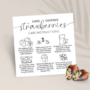 Chocolade aardbeien minimale verzorging instructie vierkante visitekaartje