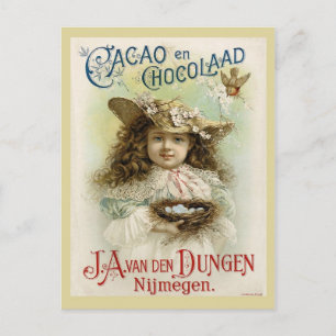 Chocolade Ad met Little Girl en Bird's Nest Briefkaart