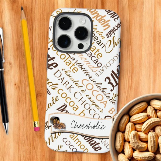 Chocolade, amandelen en Dark Chocolate Text Design Case-Mate iPhone Case