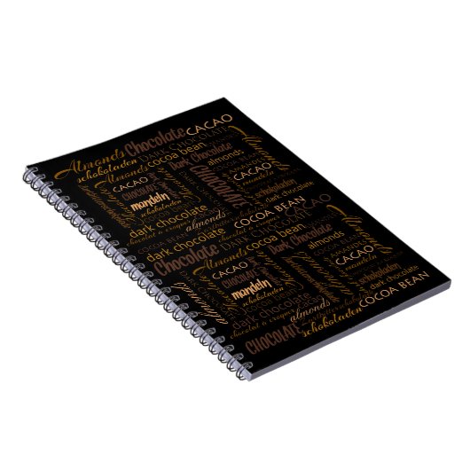 Chocolade, amandelen en Dark Chocolate Text Design Notitieboek (Rechterzijde)