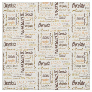 Chocolade, amandelen en Dark Chocolate Text Design Stof
