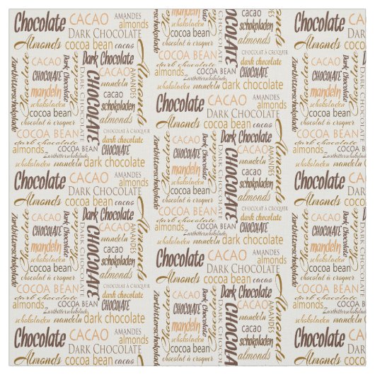 Chocolade, amandelen en Dark Chocolate Text Design Stof (Swatch)