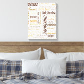 Chocolade, amandelen en donkere chocolade Word Clo Canvas Afdruk (Insitu (Slaapkamer))