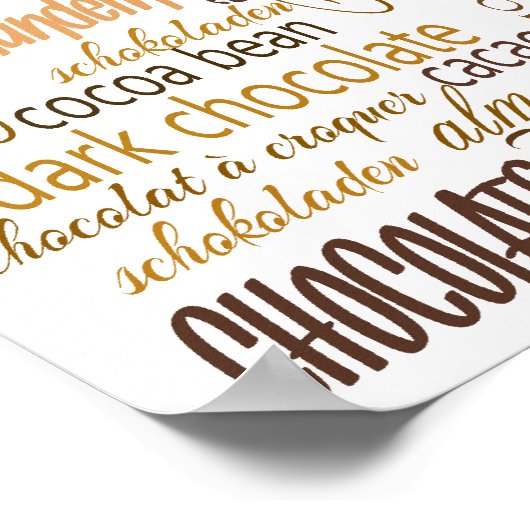 Chocolade, amandelen en donkere chocolade Word Clo Poster (Hoek)