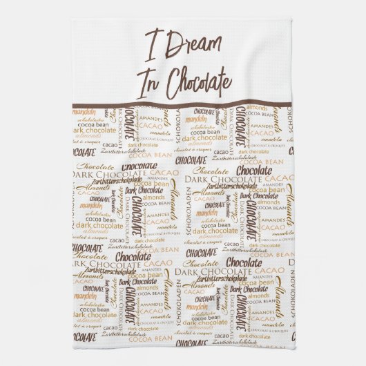 Chocolade-amandelen en donkere chocolade Word Clou Theedoek (Verticaal)