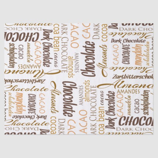 Chocolade, amandelen en donkere chocolade Word Col Tissuepapier (Voorkant)