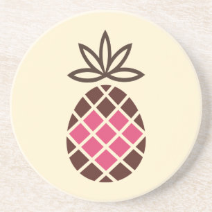 Chocolade-ananas met roze hart zandsteen onderzetter