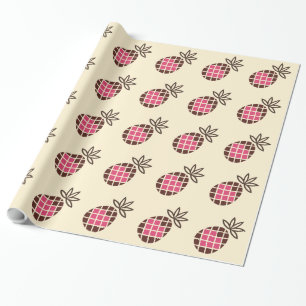 Chocolade-ananas met roze hartritme cadeaupapier