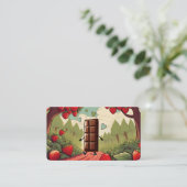 chocolade bedekt met gepelde aardbeiensoorten visitekaartje (Staand voorkant)