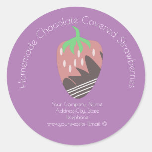 Chocolade Bedekte Aardbei Zakelijk Logo Etiket