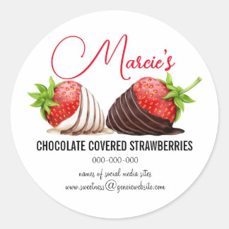 Chocolade bedekte aardbeien verpakkingsetiketten ronde sticker