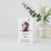 Chocolade bedekte aardbeirdruppels visitekaartje (Staand voorkant)