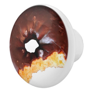 Chocolade Bevroeide gele kachel Donut met bite out Keramische Knop