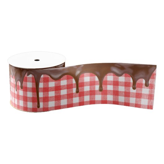 Chocolade Bevroren op Gingham Grosgrain Lint (Spoel)