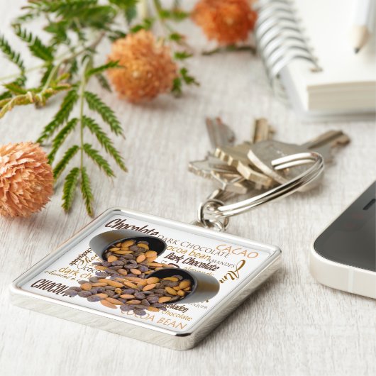 Chocolade Bits en Almonds Close-up foto Sleutelhanger (Zijkant)