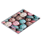 chocolade, blauwe en roze macaron notitieboek (Linkerzijde)