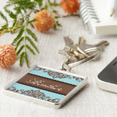 Chocolade & Blue Damask Sleutelhanger (Zijkant)