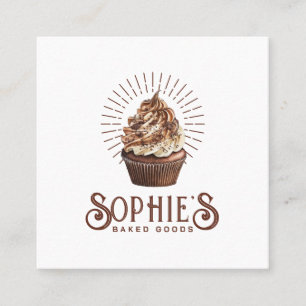 Chocolade Brown Baker Bakery Cupcake Logo Vierkante Visitekaartje