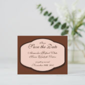 Chocolade Brown & Beige Weddenschap Save the Dates Kaart (Staand voorkant)